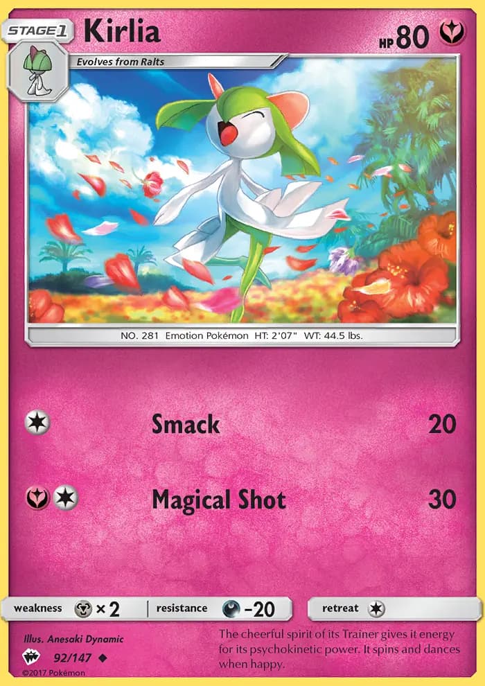 Kirlia, carta 92 de Sombras Ardentes