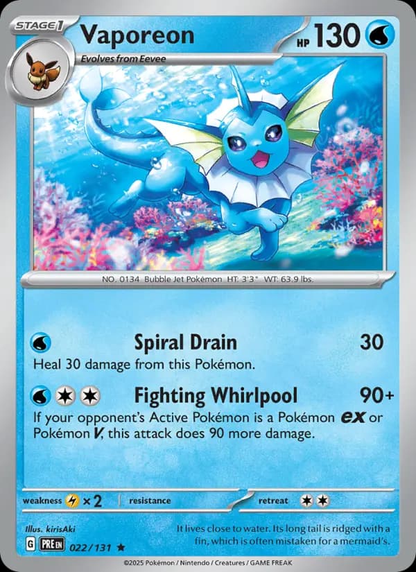 Vaporeon, carta 022 de Prismatic Evolutions