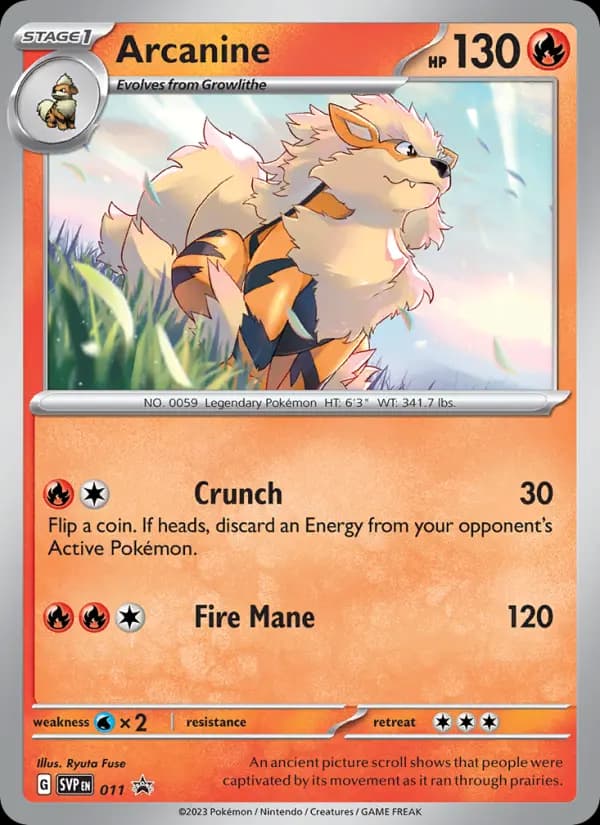 Arcanine, carta 011 de SVP Black Star Promos