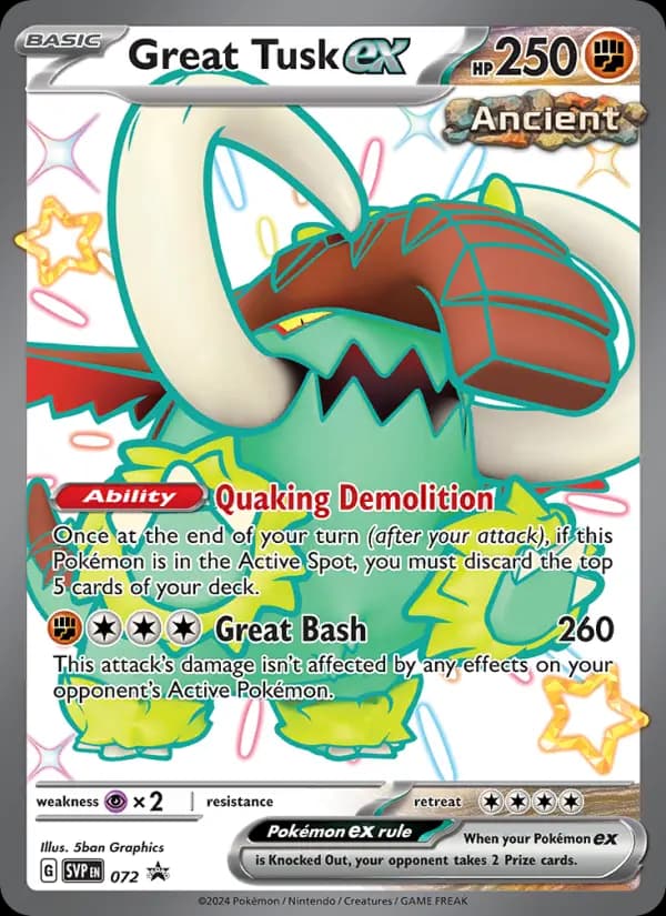 Great Tusk ex, carta 072 de SVP Black Star Promos