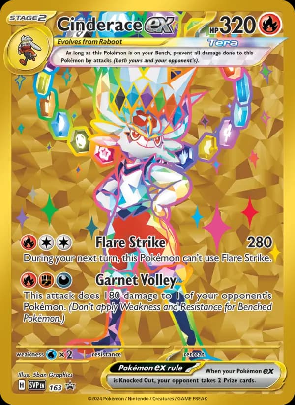 Cinderace ex, carta 163 de SVP Black Star Promos