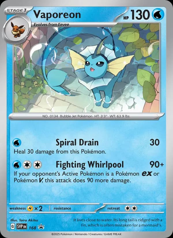Vaporeon, carta 168 de SVP Black Star Promos
