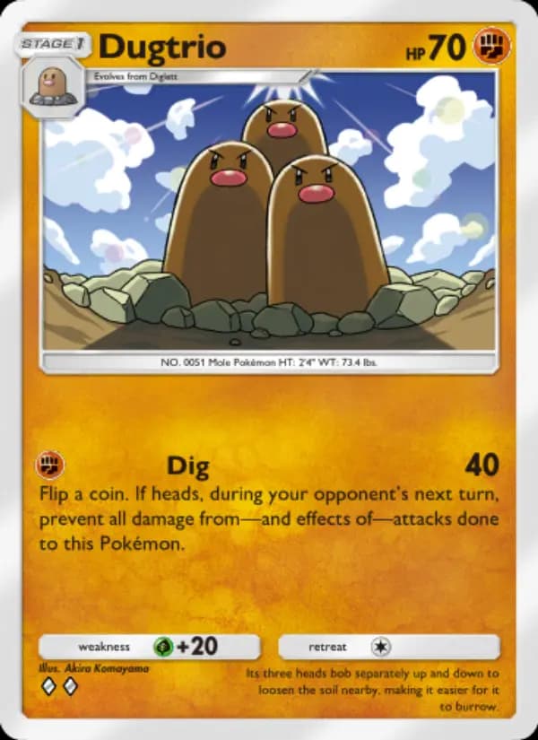 Dugtrio, carta 140 de Genetic Apex