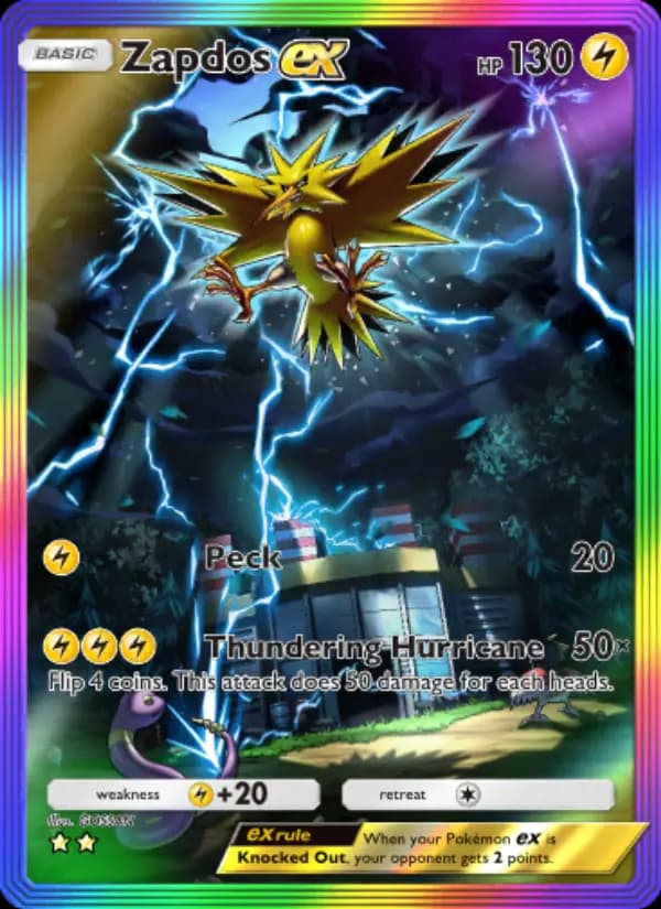 Zapdos ex, carta 276 de Genetic Apex
