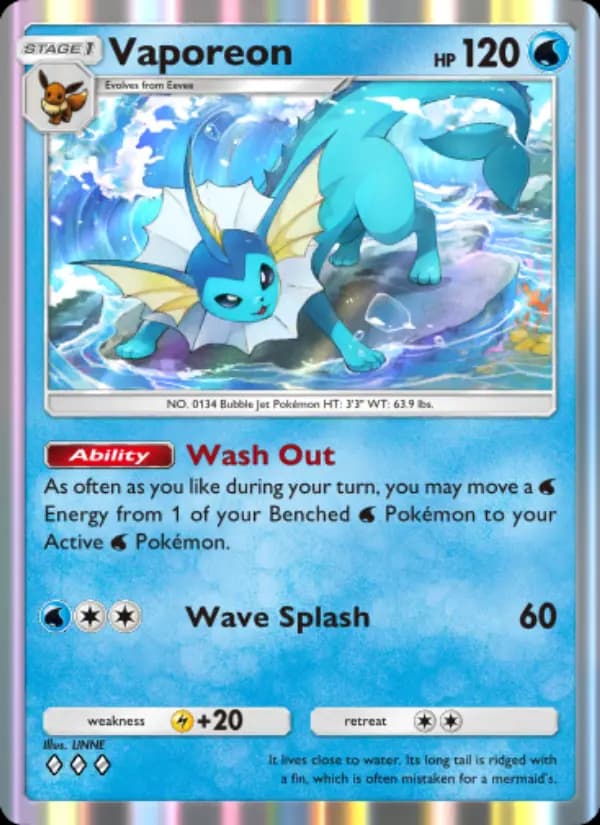 Vaporeon, carta 019 de Mythical Island