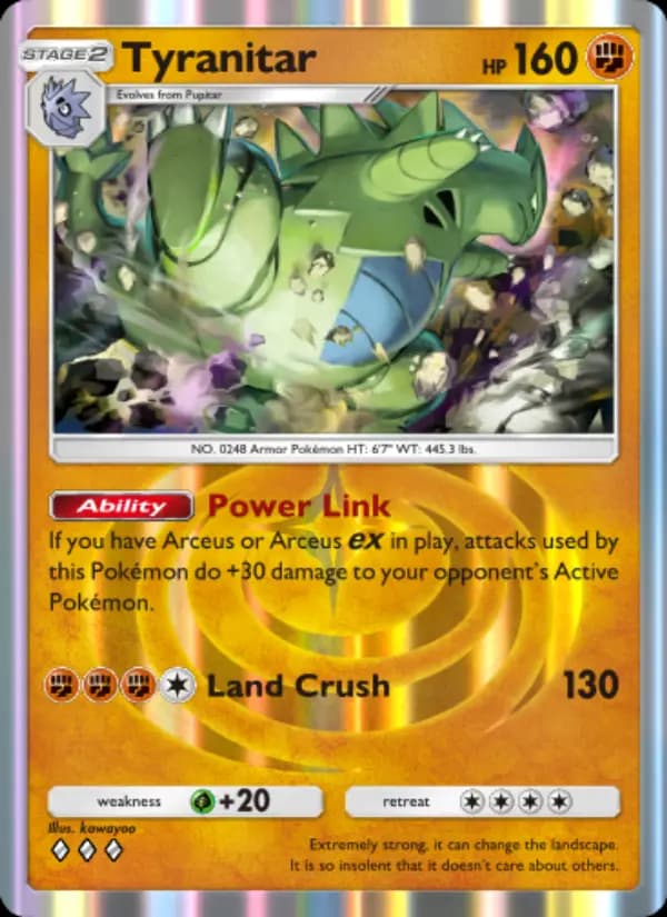 Tyranitar, carta 041 de Triumphant Light