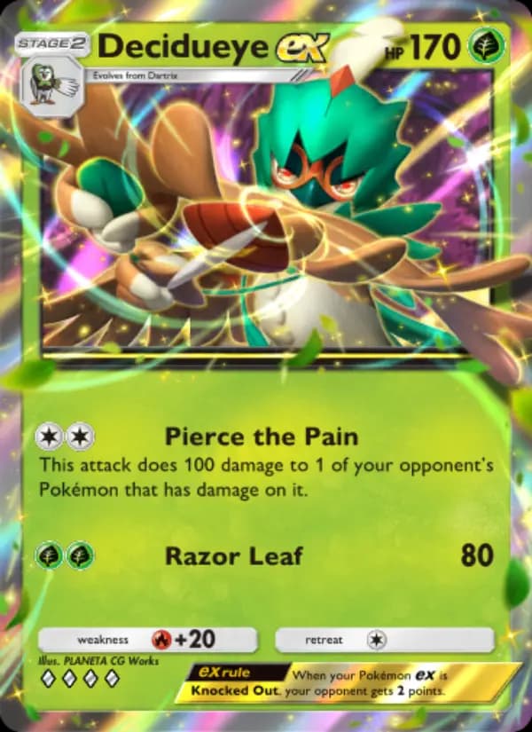Decidueye ex, carta 012 de Celestial Guardians