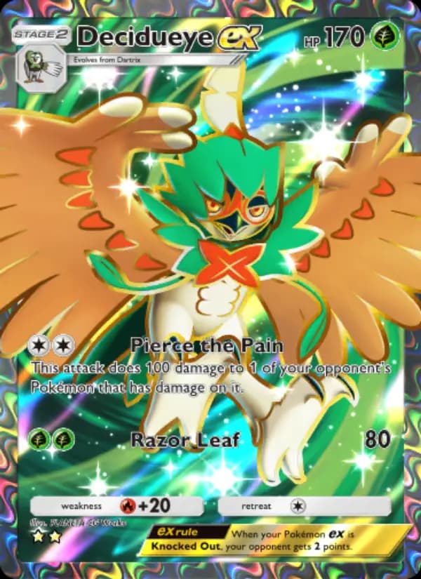 Decidueye ex, carta 180 de Celestial Guardians