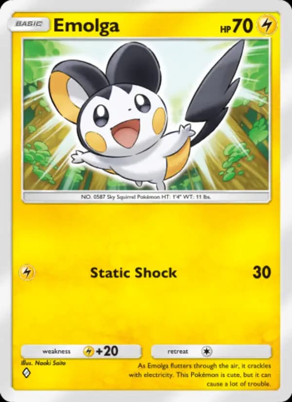Emolga, carta 018 de Extradimensional Crisis