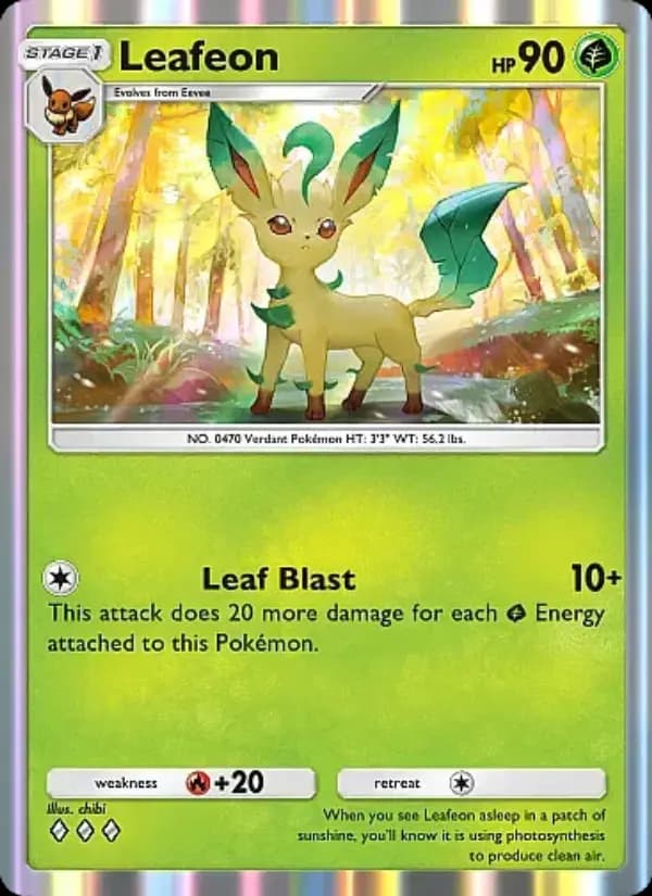 Leafeon, carta 002 de Eevee Grove