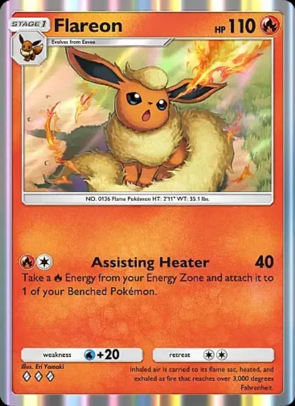 Flareon, carta 008 de Eevee Grove