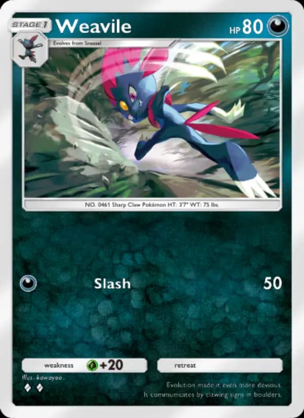Weavile, carta 116 de Wisdom of Sea and Sky