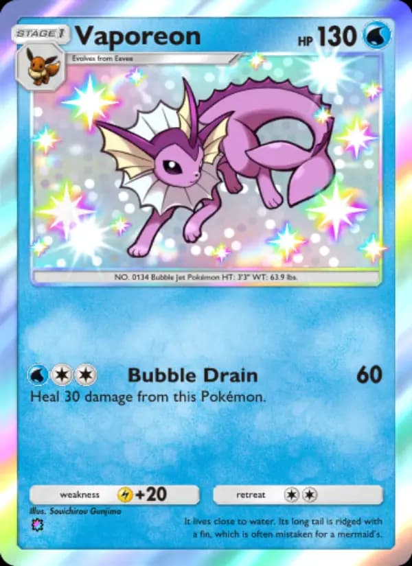 Vaporeon, carta 216 de Wisdom of Sea and Sky