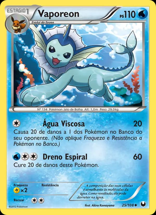 Vaporeon, carta 25 de Exploradores da Escuridão