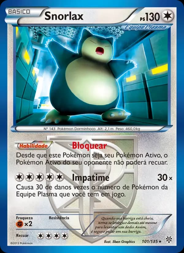 Snorlax, carta 101 de Tempestade de Plasma