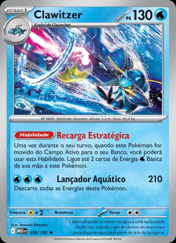 Clawitzer, carta 038 de Megaevolução