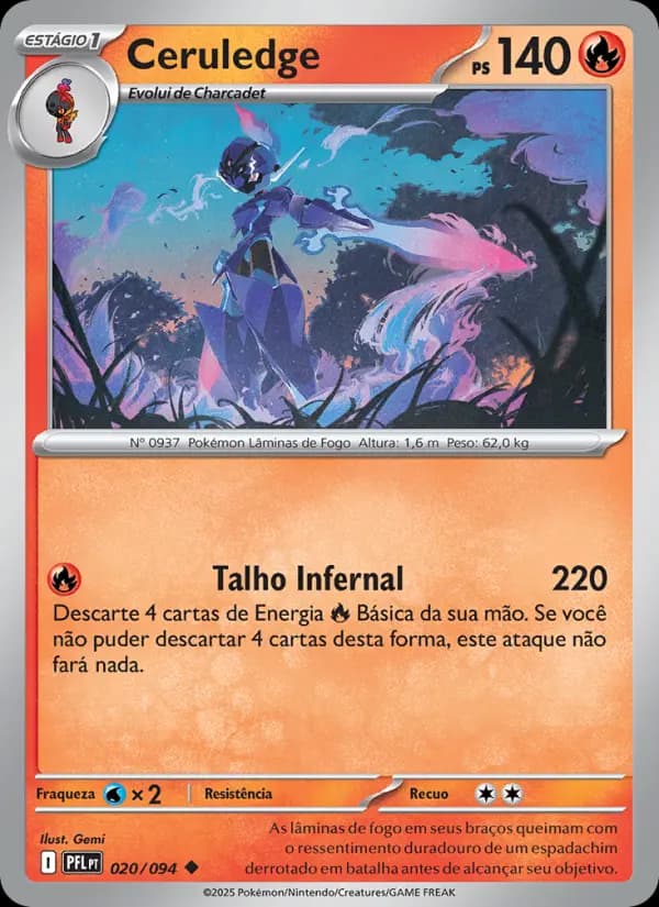 Ceruledge, carta 020 de Fogo Fantasmagórico