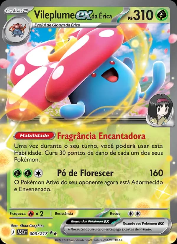 Vileplume ex da Érica, carta 003 de Heróis Excelsos