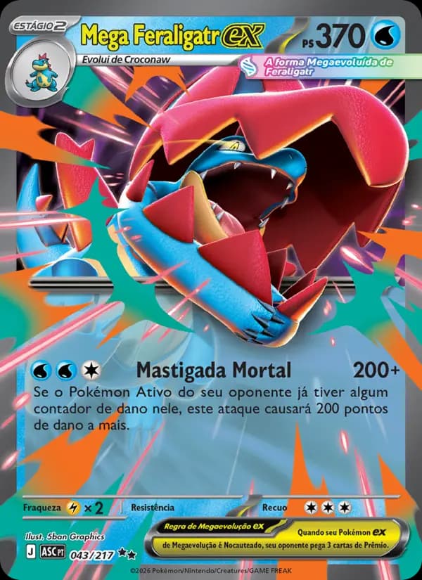 Mega Feraligatr ex, carta 043 de Heróis Excelsos