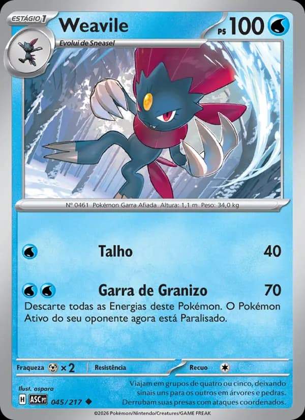 Weavile, carta 045 de Heróis Excelsos