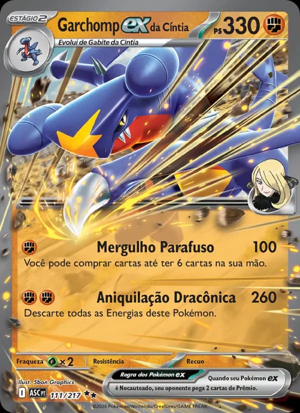 Garchomp ex da Cíntia, carta 111 de Heróis Excelsos