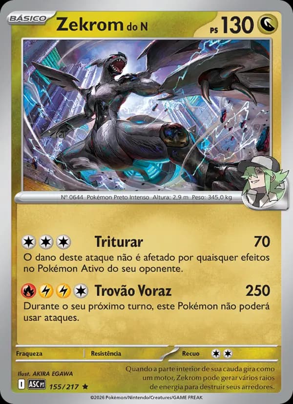 Zekrom do N, carta 155 de Heróis Excelsos