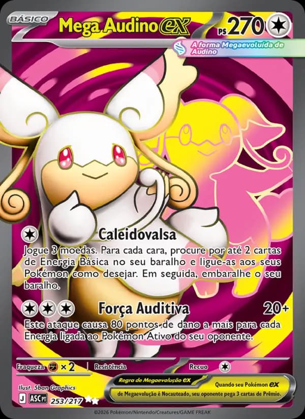 Mega Audino ex, carta 253 de Heróis Excelsos