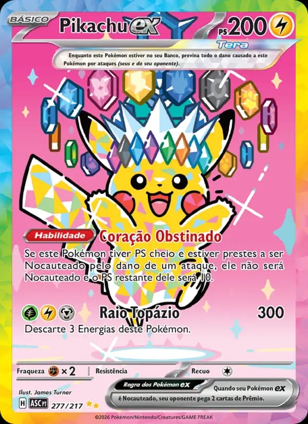 Pikachu ex, carta 277 de Heróis Excelsos