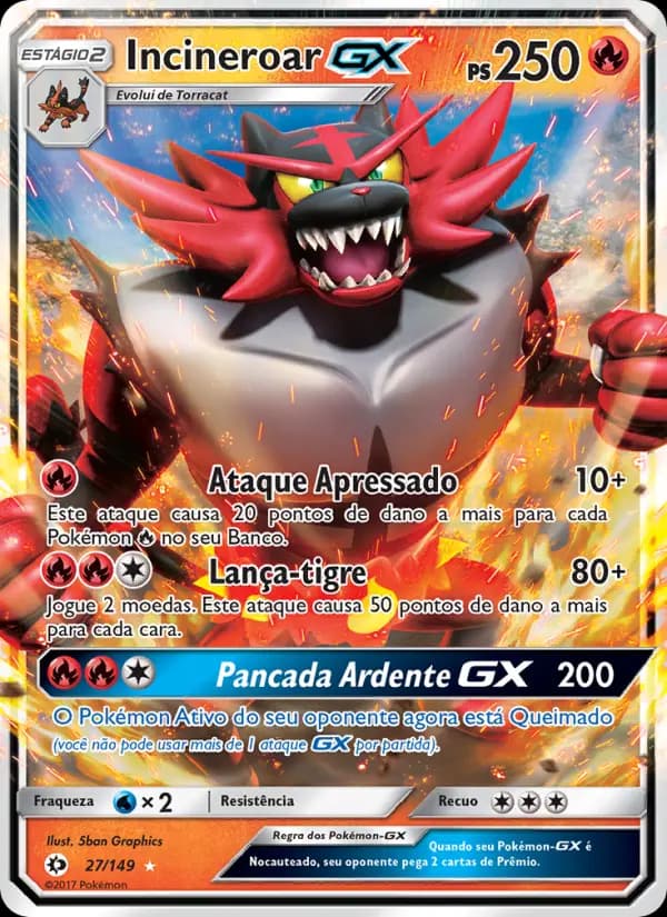 Incineroar GX, carta 27 de Sol e Lua