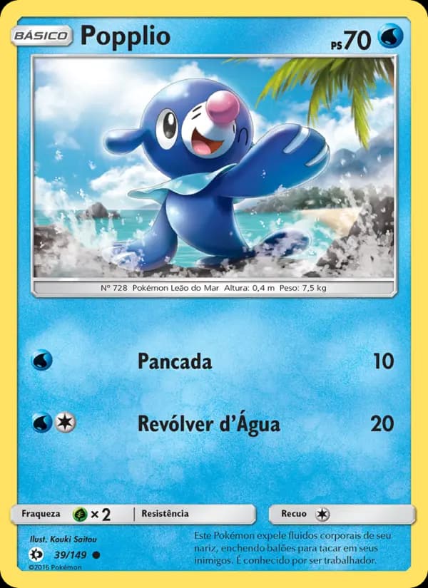 Popplio, carta 39 de Sol e Lua