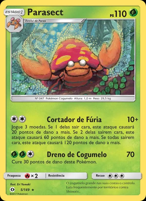 Parasect, carta 5 de Sol e Lua