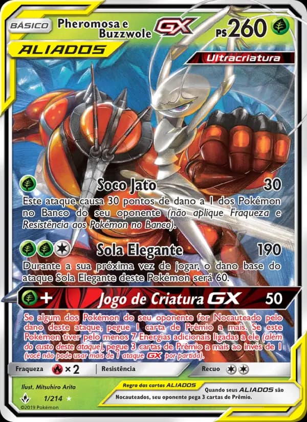 Pheromosa e Buzzwole GX, carta 1 de Elos Inquebráveis
