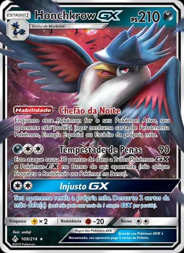 Honchkrow GX, carta 109 de Elos Inquebráveis