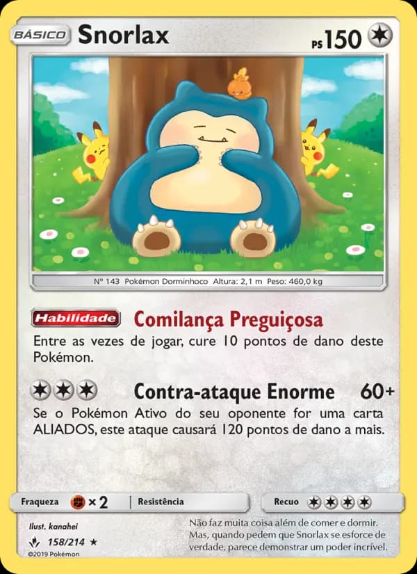 Snorlax, carta 158 de Elos Inquebráveis