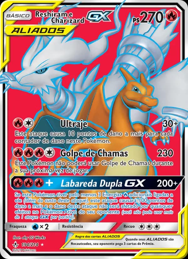 Reshiram e Charizard GX, carta 194 de Elos Inquebráveis