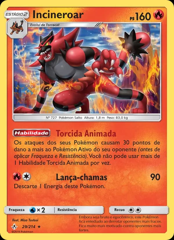 Incineroar, carta 29 de Elos Inquebráveis