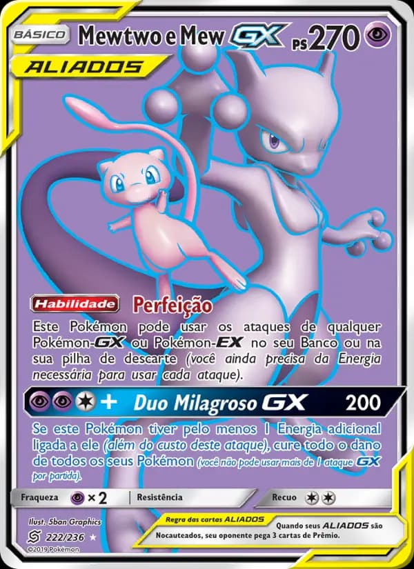 Mewtwo e Mew GX, carta 222 de Sintonia Mental 
