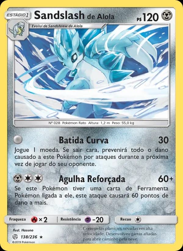 Sandslash de Alola, carta 138 de Eclipse Cósmico