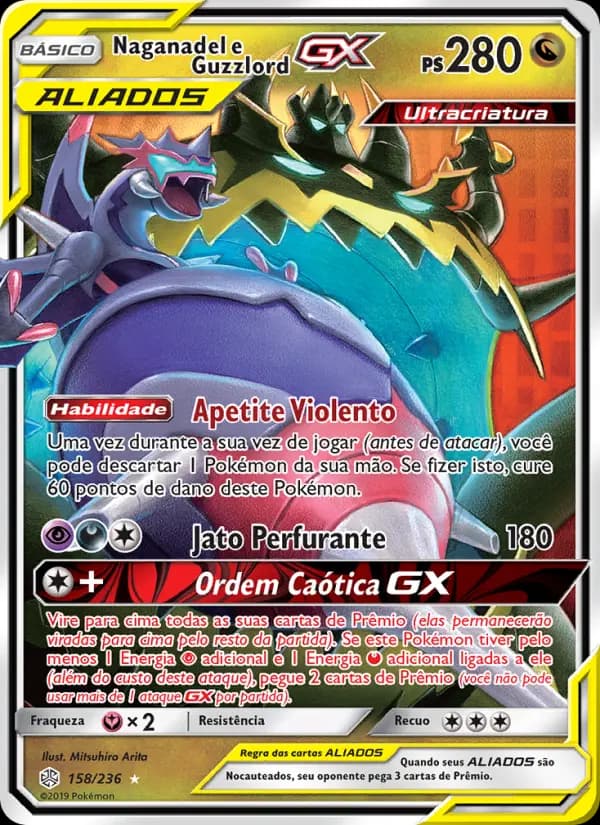 Naganadel e Guzzlord GX, carta 158 de Eclipse Cósmico