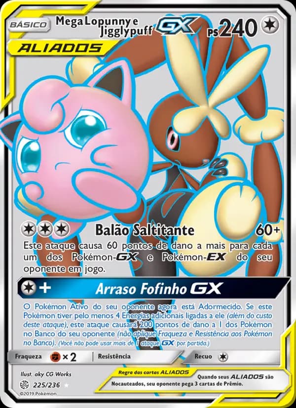 Mega Lopunny e Jigglypuff GX, carta 225 de Eclipse Cósmico