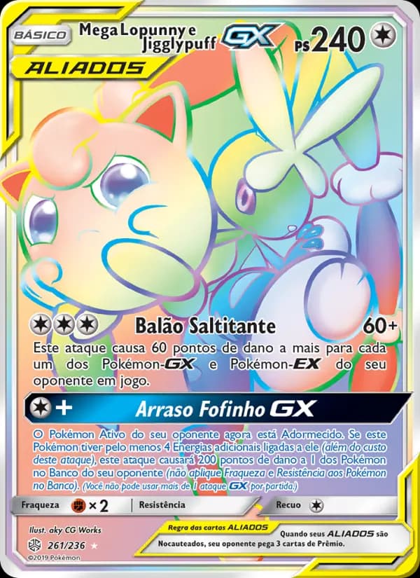 Mega Lopunny e Jigglypuff GX, carta 261 de Eclipse Cósmico
