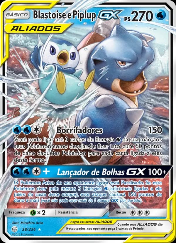 Blastoise e Piplup GX, carta 38 de Eclipse Cósmico