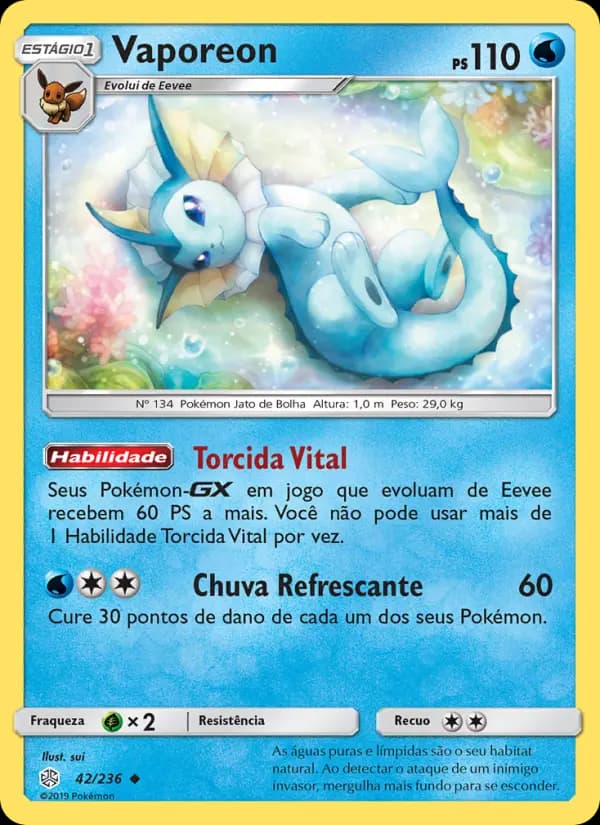 Vaporeon, carta 42 de Eclipse Cósmico