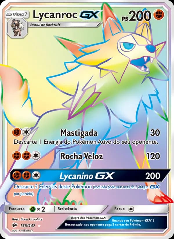 Lycanroc GX, carta 155 de Sombras Ardentes