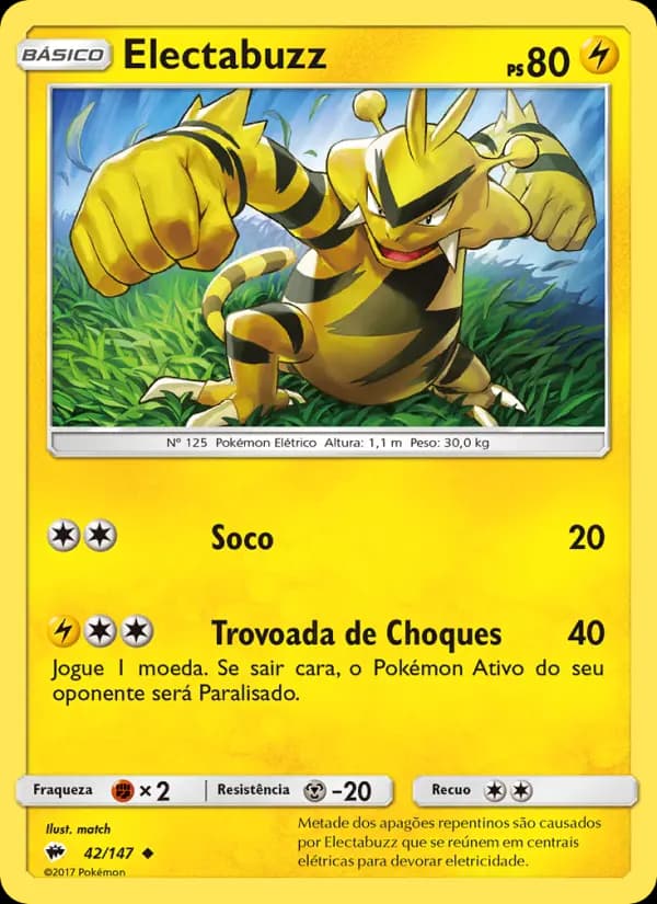 Electabuzz, carta 42 de Sombras Ardentes