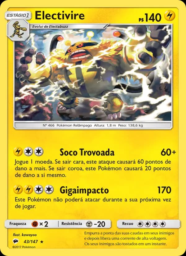 Electivire, carta 43 de Sombras Ardentes