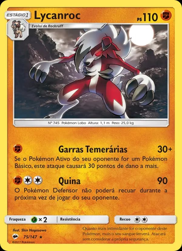 Lycanroc, carta 75 de Sombras Ardentes