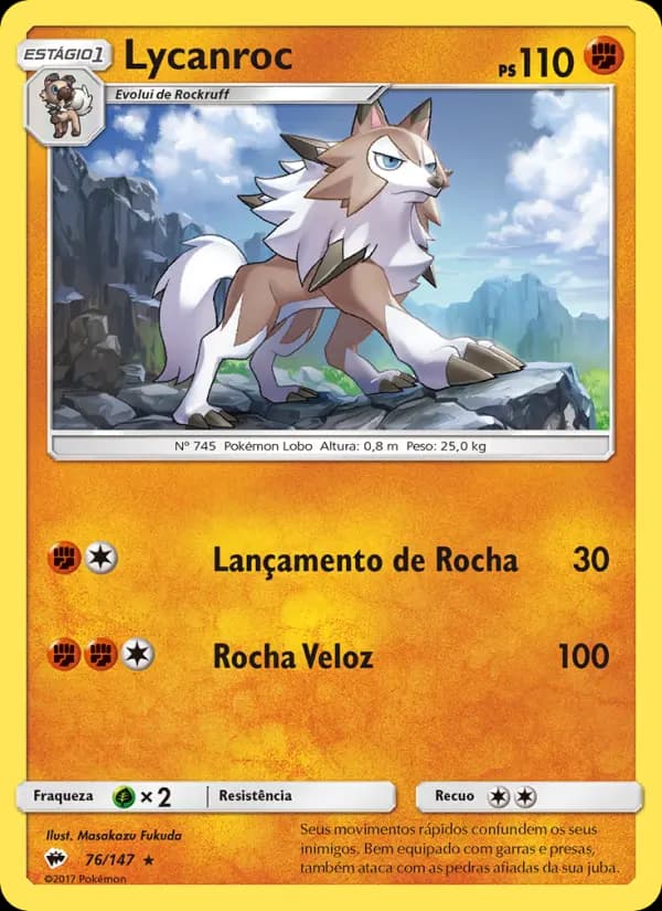 Lycanroc, carta 76 de Sombras Ardentes