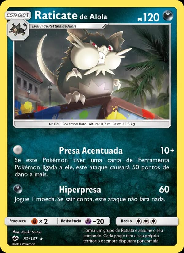 Raticate de Alola, carta 82 de Sombras Ardentes