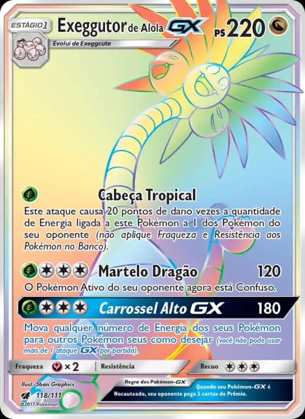 Exeggutor de Alola GX, carta 118 de Invasão Carmim